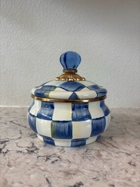 MacKenzie-Childs Royal Check Enamel Squashed Pot Canister